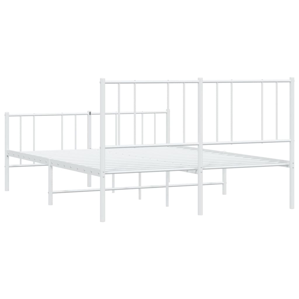 Metal Bed Frame without Mattress with Footboard White 140x200cm
