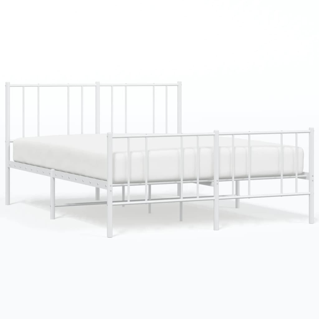 Metal Bed Frame without Mattress with Footboard White 160x200cm
