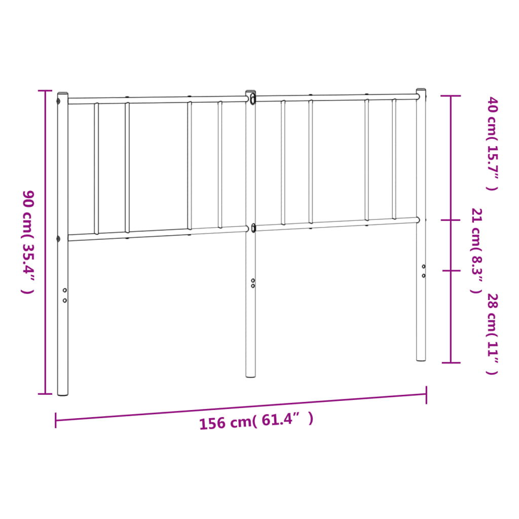 Metal Headboard White 150 cm
