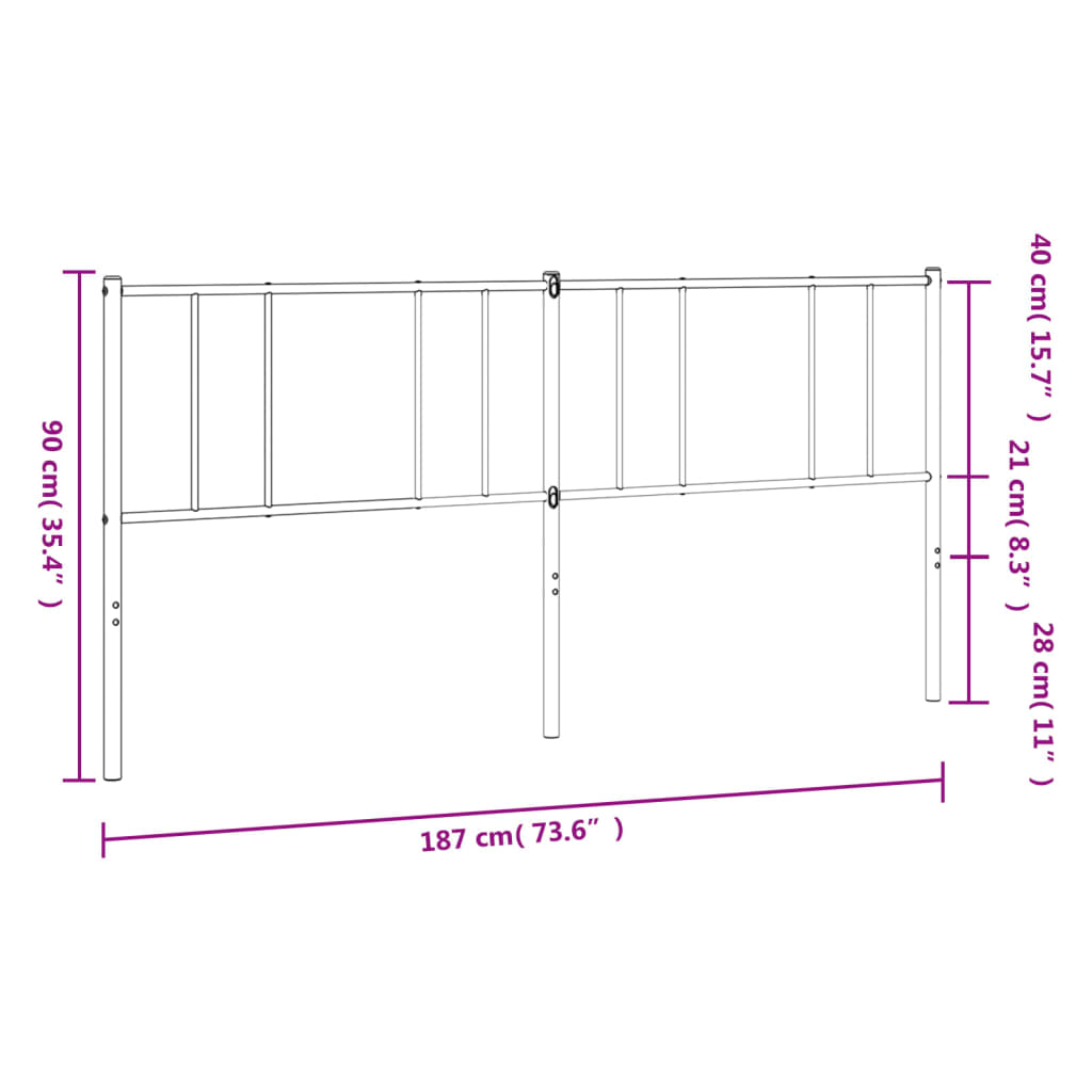 Metal Headboard White 180 cm