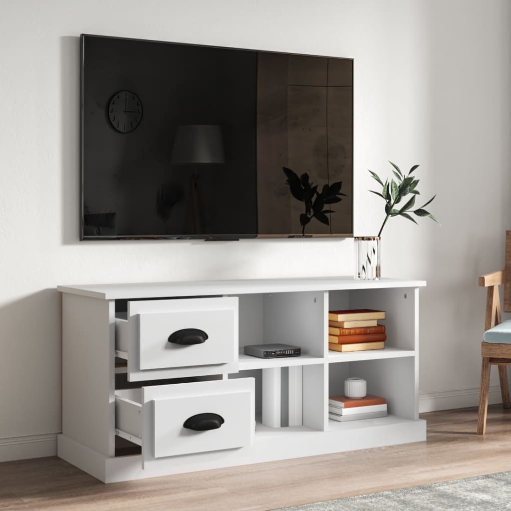 Modern Wooden TV Tele Stand Unit Cabinet With 2 Drawers & 4 Storage Compartments