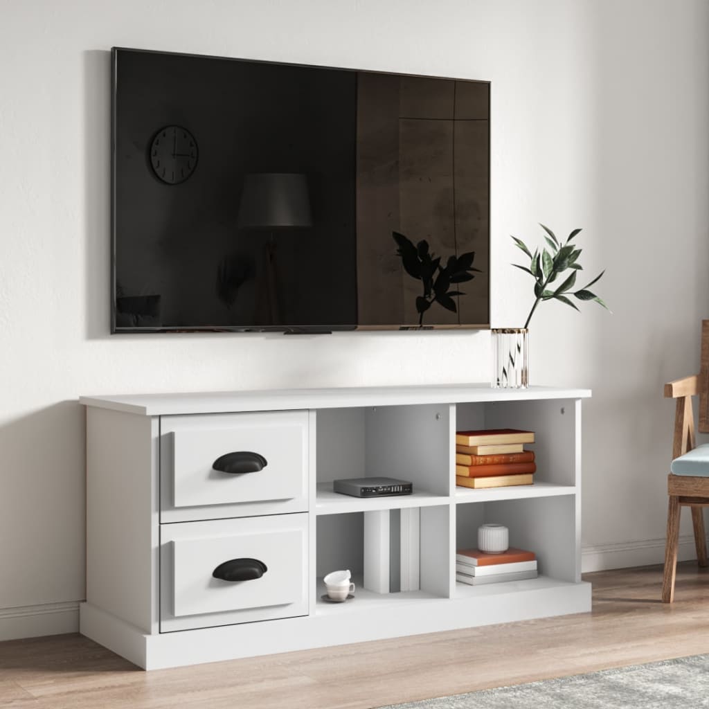 Modern Wooden TV Tele Stand Unit Cabinet With 2 Drawers & 4 Storage Compartments