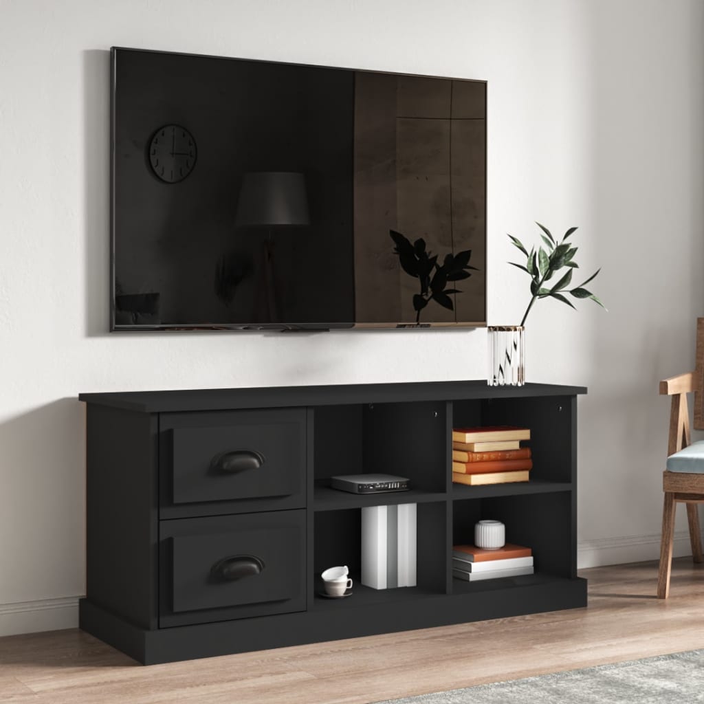 Modern Wooden TV Tele Stand Unit Cabinet With 2 Drawers & 4 Storage Compartments