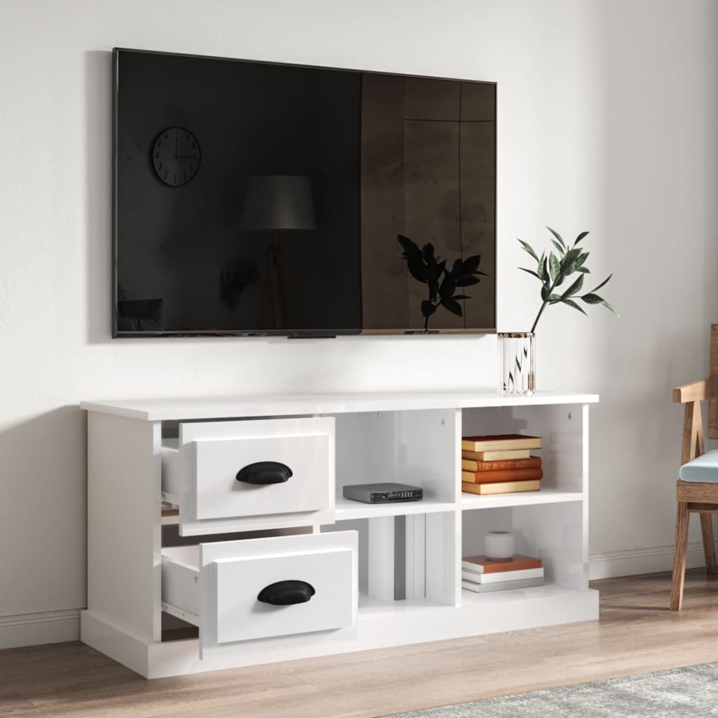 Modern Wooden TV Tele Stand Unit Cabinet With 2 Drawers & 4 Storage Compartments