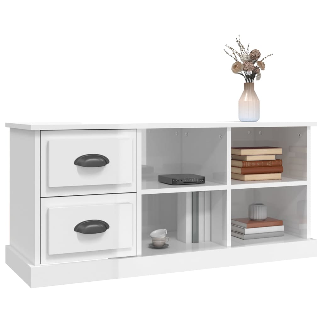 Modern Wooden TV Tele Stand Unit Cabinet With 2 Drawers & 4 Storage Compartments