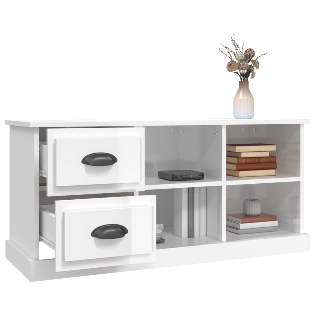 Modern Wooden TV Tele Stand Unit Cabinet With 2 Drawers & 4 Storage Compartments