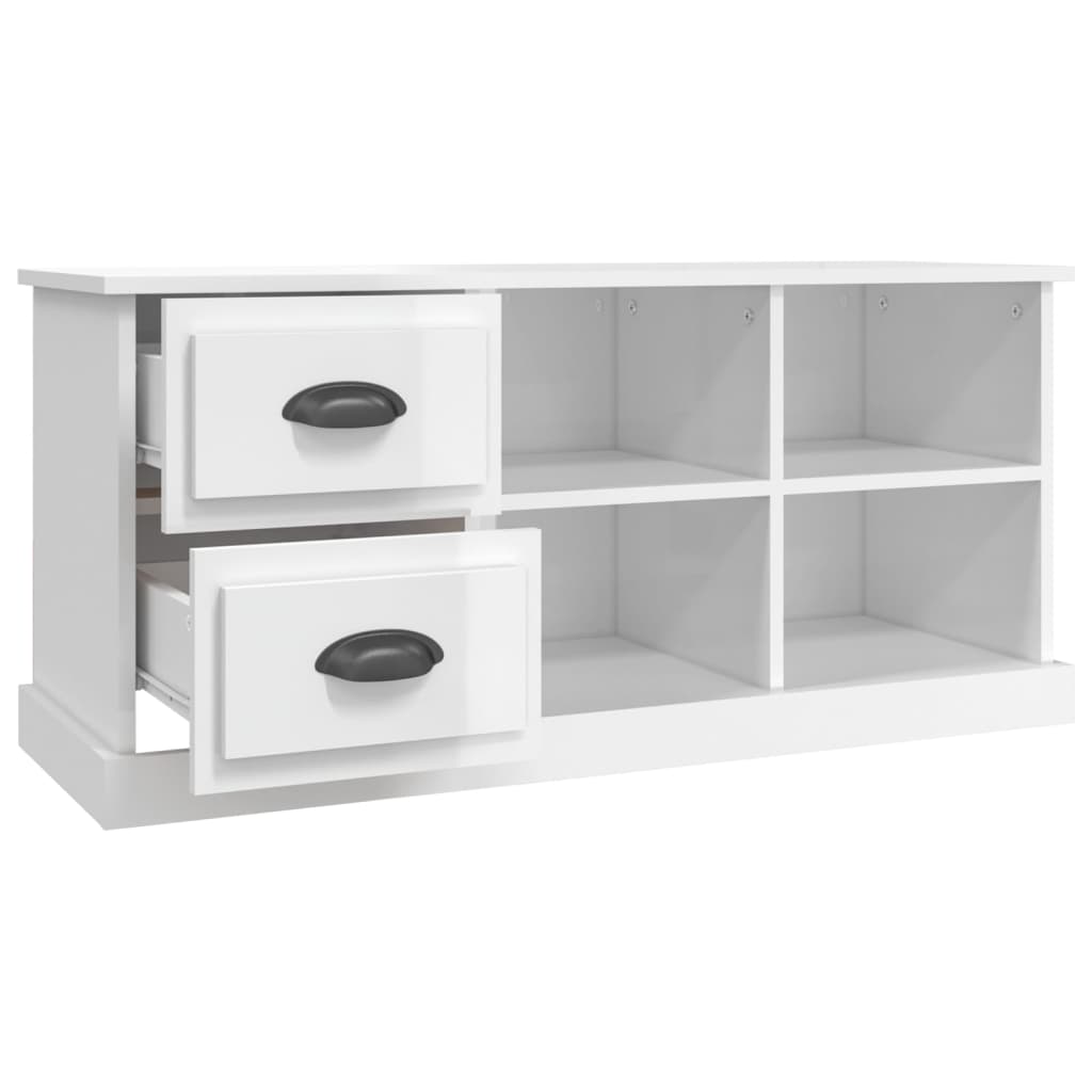 Modern Wooden TV Tele Stand Unit Cabinet With 2 Drawers & 4 Storage Compartments