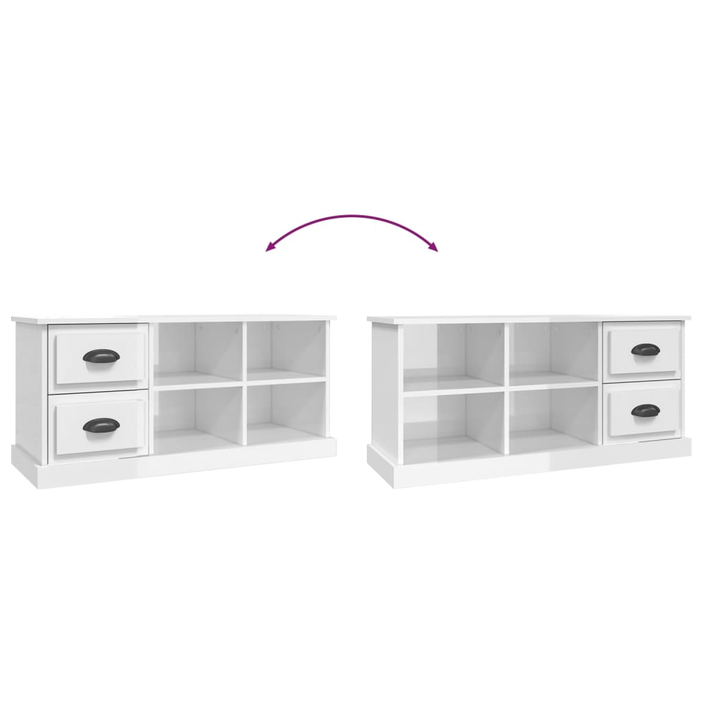 Modern Wooden TV Tele Stand Unit Cabinet With 2 Drawers & 4 Storage Compartments