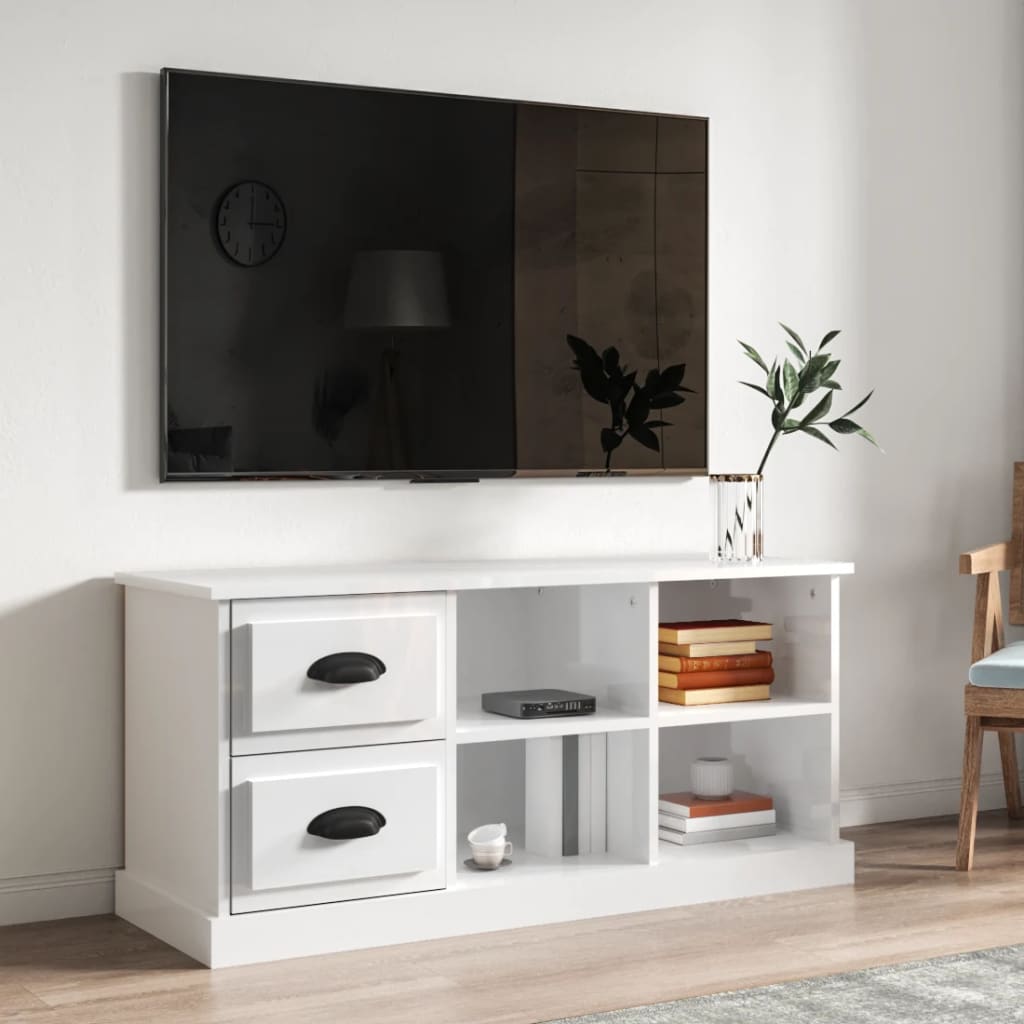 Modern Wooden TV Tele Stand Unit Cabinet With 2 Drawers & 4 Storage Compartments