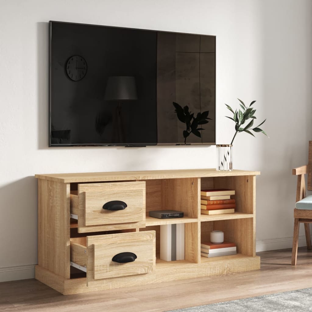 Modern Wooden TV Tele Stand Unit Cabinet With 2 Drawers & 4 Storage Compartments