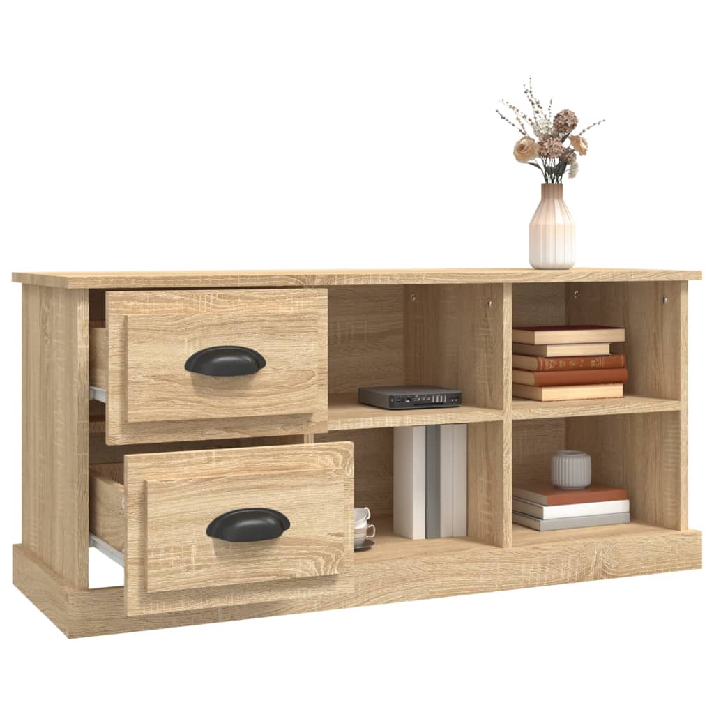Modern Wooden TV Tele Stand Unit Cabinet With 2 Drawers & 4 Storage Compartments