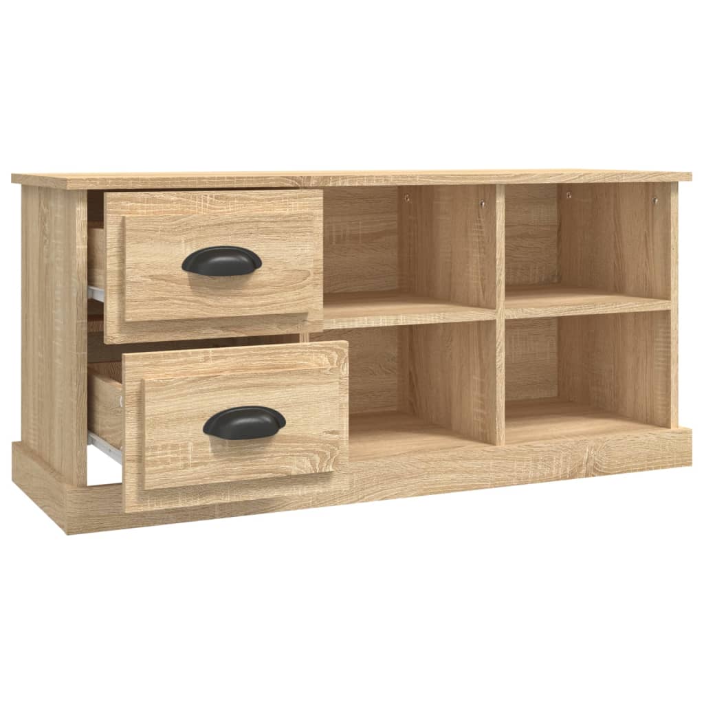 Modern Wooden TV Tele Stand Unit Cabinet With 2 Drawers & 4 Storage Compartments