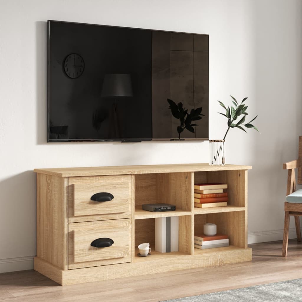 Modern Wooden TV Tele Stand Unit Cabinet With 2 Drawers & 4 Storage Compartments