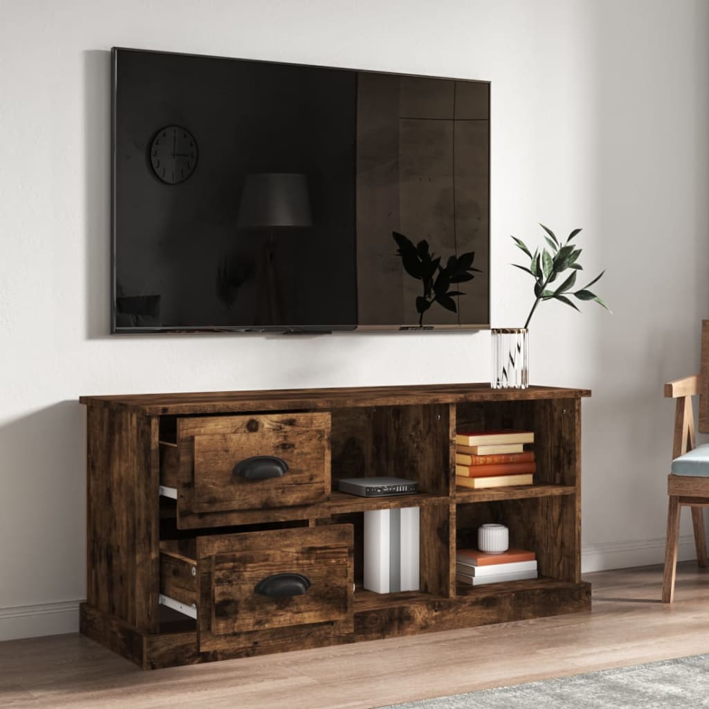 Modern Wooden TV Tele Stand Unit Cabinet With 2 Drawers & 4 Storage Compartments