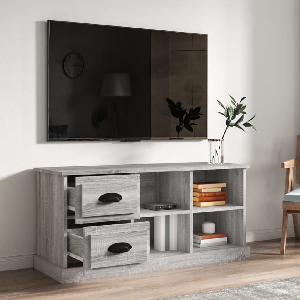 Modern Wooden TV Tele Stand Unit Cabinet With 2 Drawers & 4 Storage Compartments