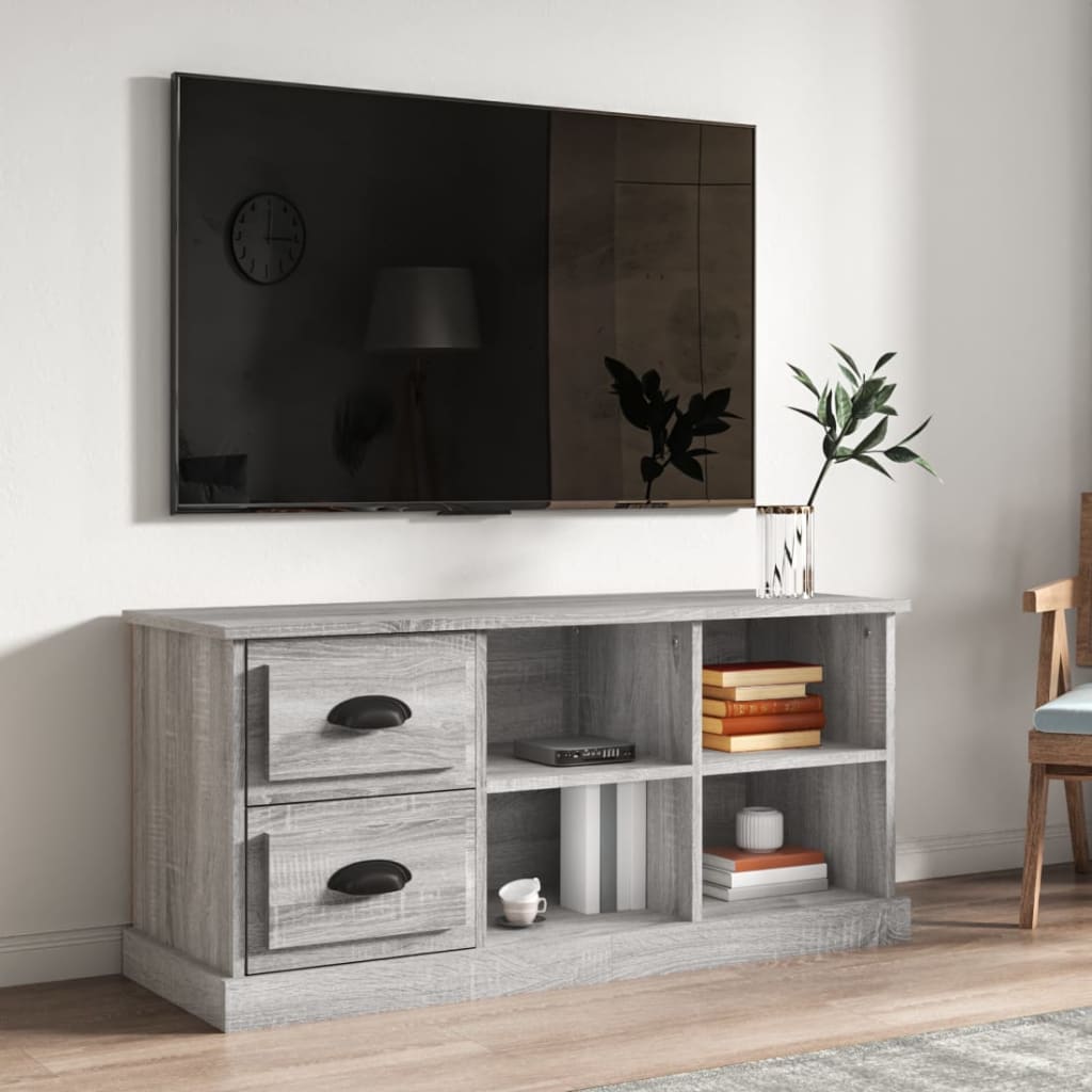 Modern Wooden TV Tele Stand Unit Cabinet With 2 Drawers & 4 Storage Compartments