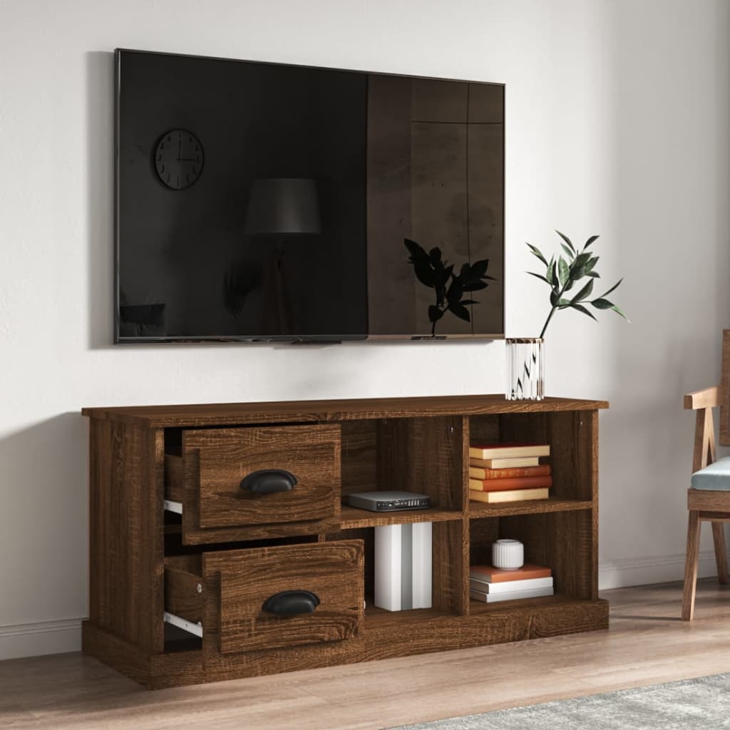 Modern Wooden TV Tele Stand Unit Cabinet With 2 Drawers & 4 Storage Compartments