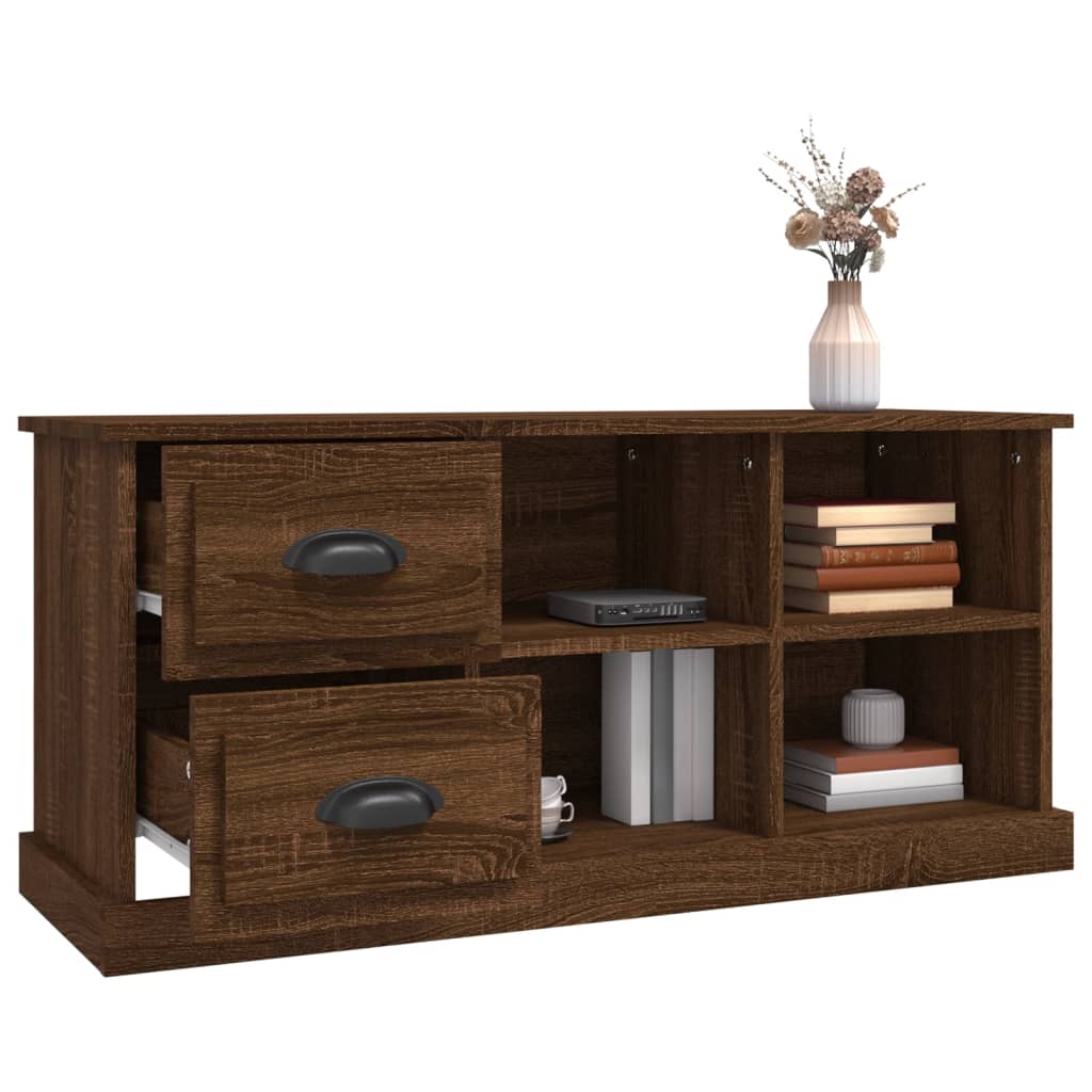 Modern Wooden TV Tele Stand Unit Cabinet With 2 Drawers & 4 Storage Compartments