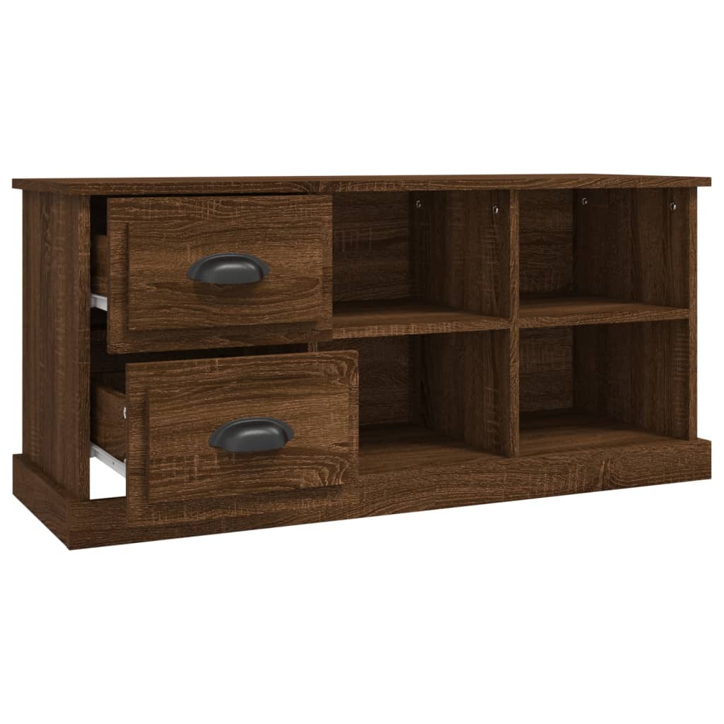 Modern Wooden TV Tele Stand Unit Cabinet With 2 Drawers & 4 Storage Compartments
