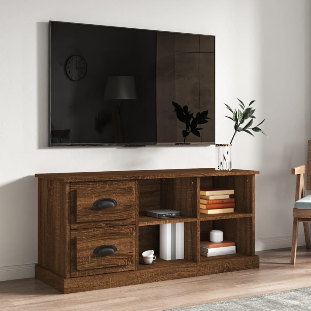 Modern Wooden TV Tele Stand Unit Cabinet With 2 Drawers & 4 Storage Compartments