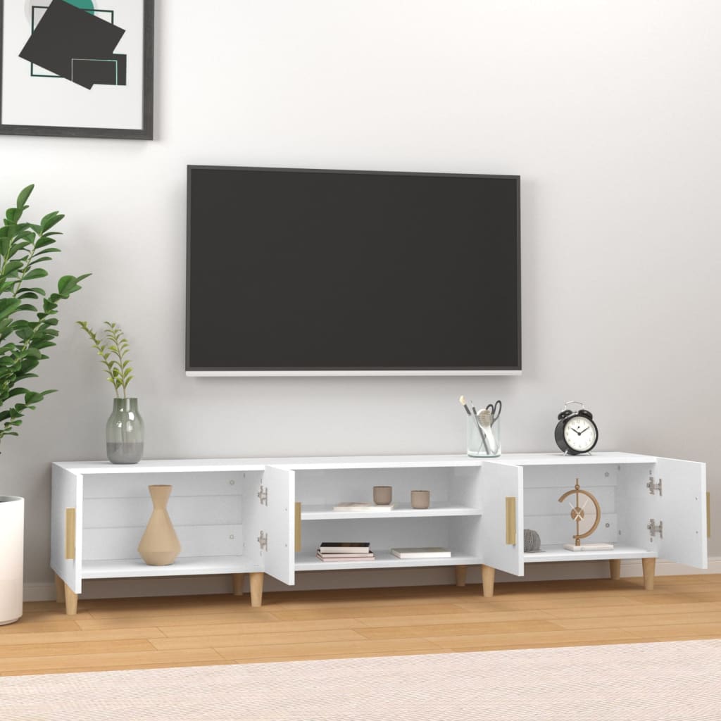 Modern Wooden 70 Inch TV Tele Stand Unit Cabinet With 4 Doors & Open Storage