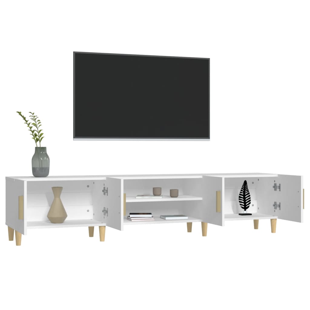 Modern Wooden 70 Inch TV Tele Stand Unit Cabinet With 4 Doors & Open Storage