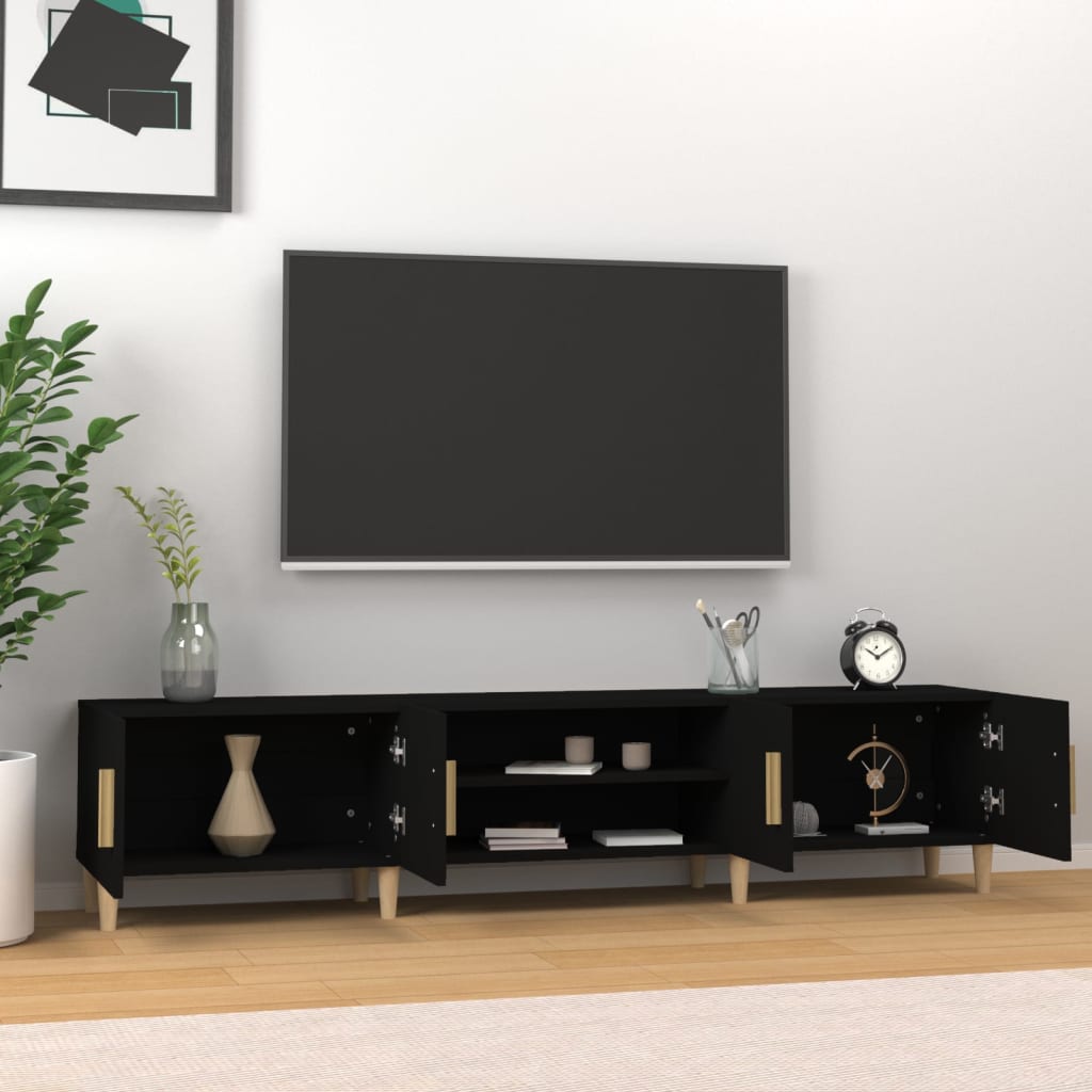 Modern Wooden 70 Inch TV Tele Stand Unit Cabinet With 4 Doors & Open Storage