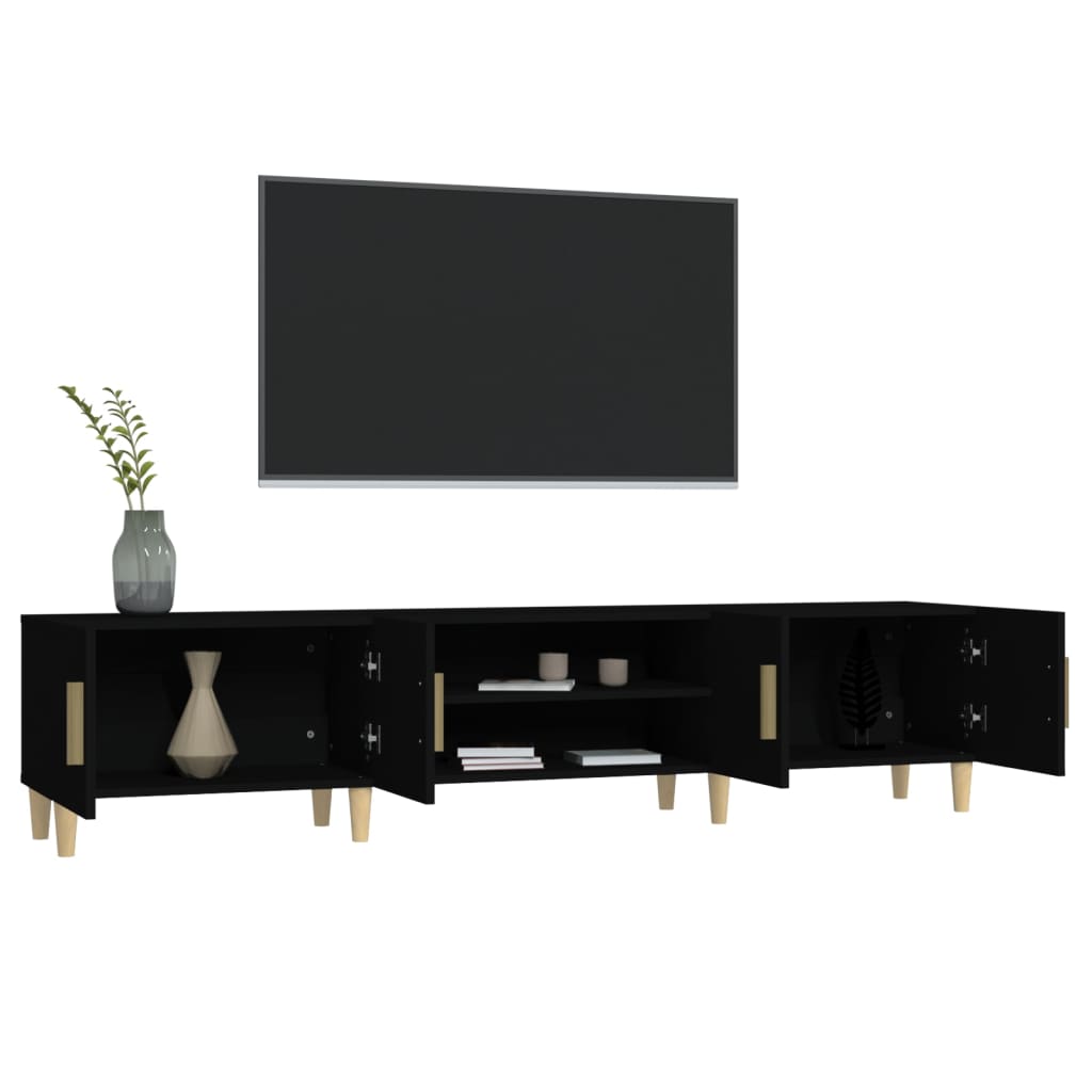 Modern Wooden 70 Inch TV Tele Stand Unit Cabinet With 4 Doors & Open Storage