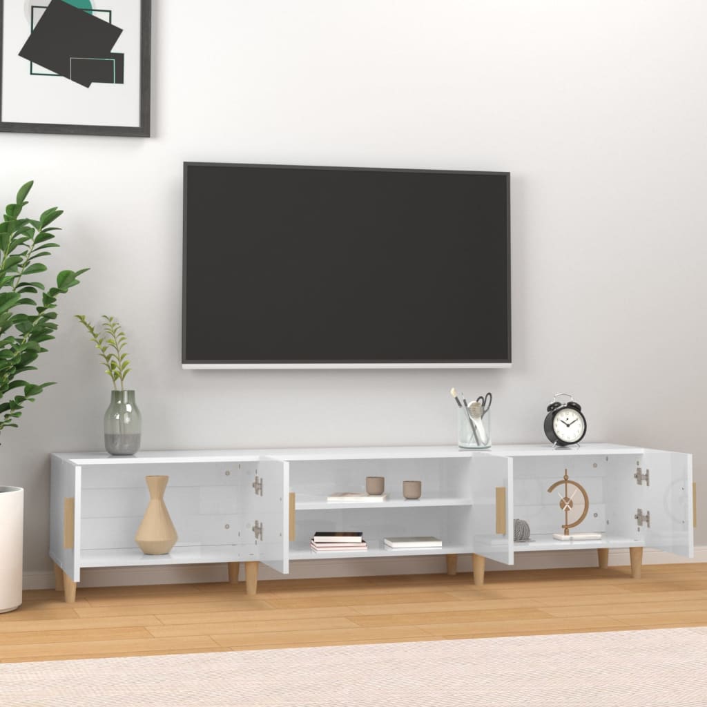 Modern Wooden 70 Inch TV Tele Stand Unit Cabinet With 4 Doors & Open Storage