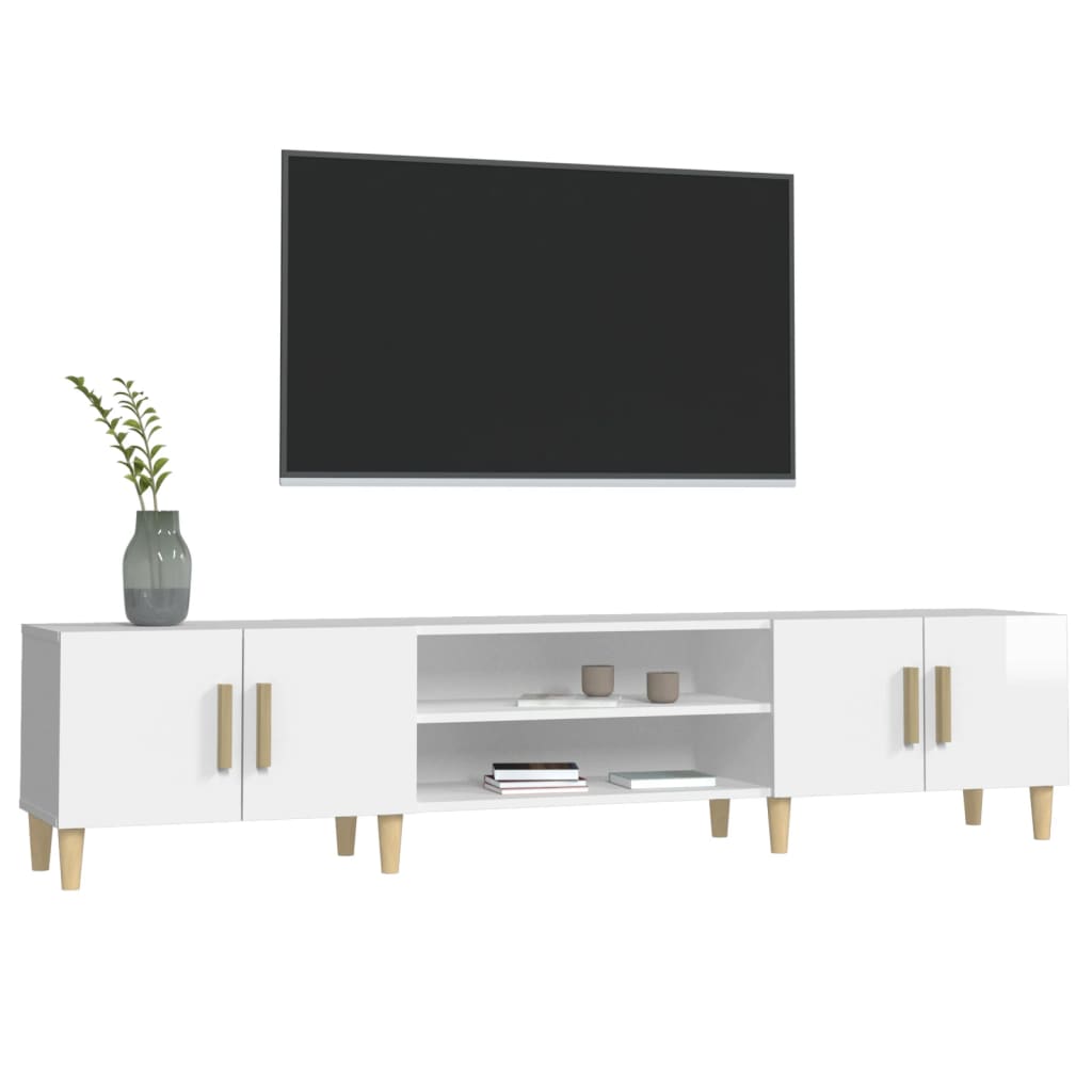 Modern Wooden 70 Inch TV Tele Stand Unit Cabinet With 4 Doors & Open Storage