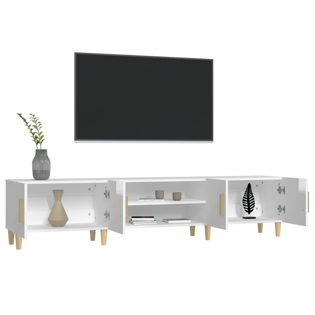Modern Wooden 70 Inch TV Tele Stand Unit Cabinet With 4 Doors & Open Storage
