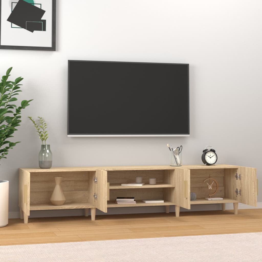 Modern Wooden 70 Inch TV Tele Stand Unit Cabinet With 4 Doors & Open Storage