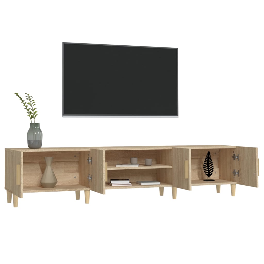 Modern Wooden 70 Inch TV Tele Stand Unit Cabinet With 4 Doors & Open Storage