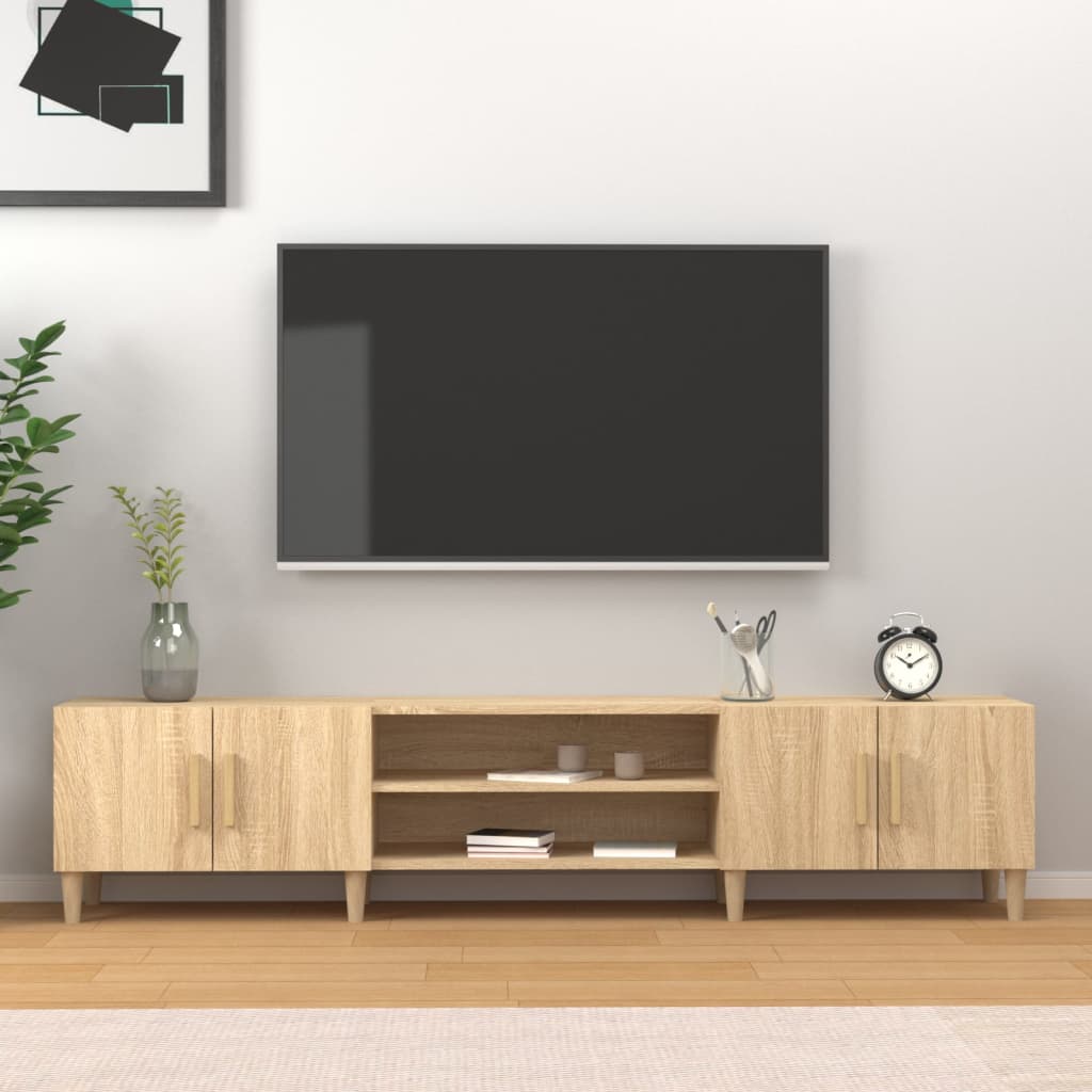 Modern Wooden 70 Inch TV Tele Stand Unit Cabinet With 4 Doors & Open Storage