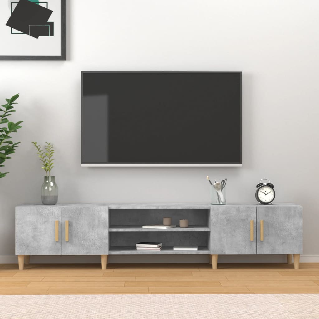 Modern Wooden 70 Inch TV Tele Stand Unit Cabinet With 4 Doors & Open Storage