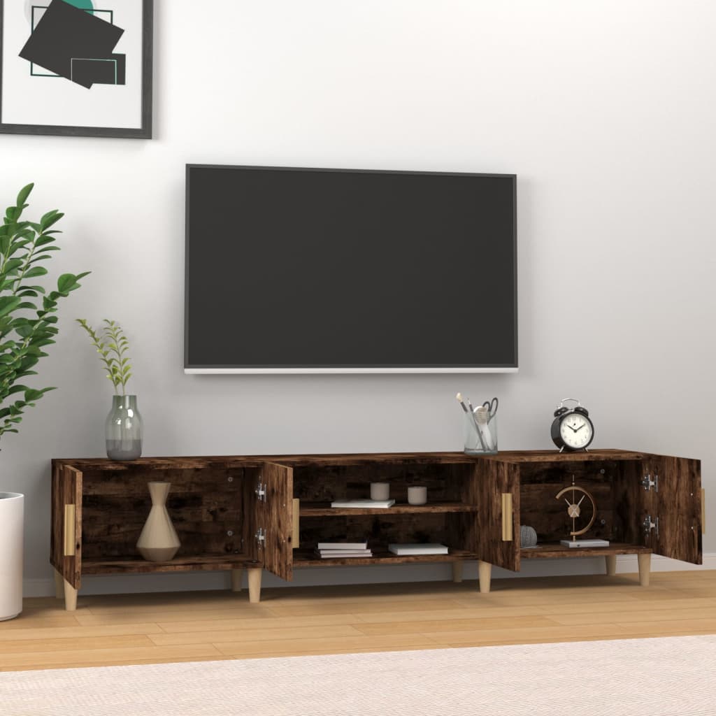 Modern Wooden 70 Inch TV Tele Stand Unit Cabinet With 4 Doors & Open Storage