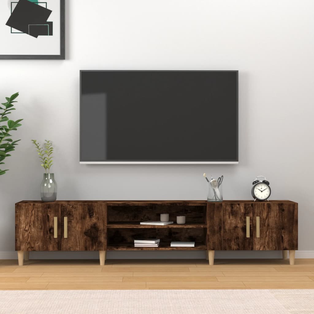 Modern Wooden 70 Inch TV Tele Stand Unit Cabinet With 4 Doors & Open Storage