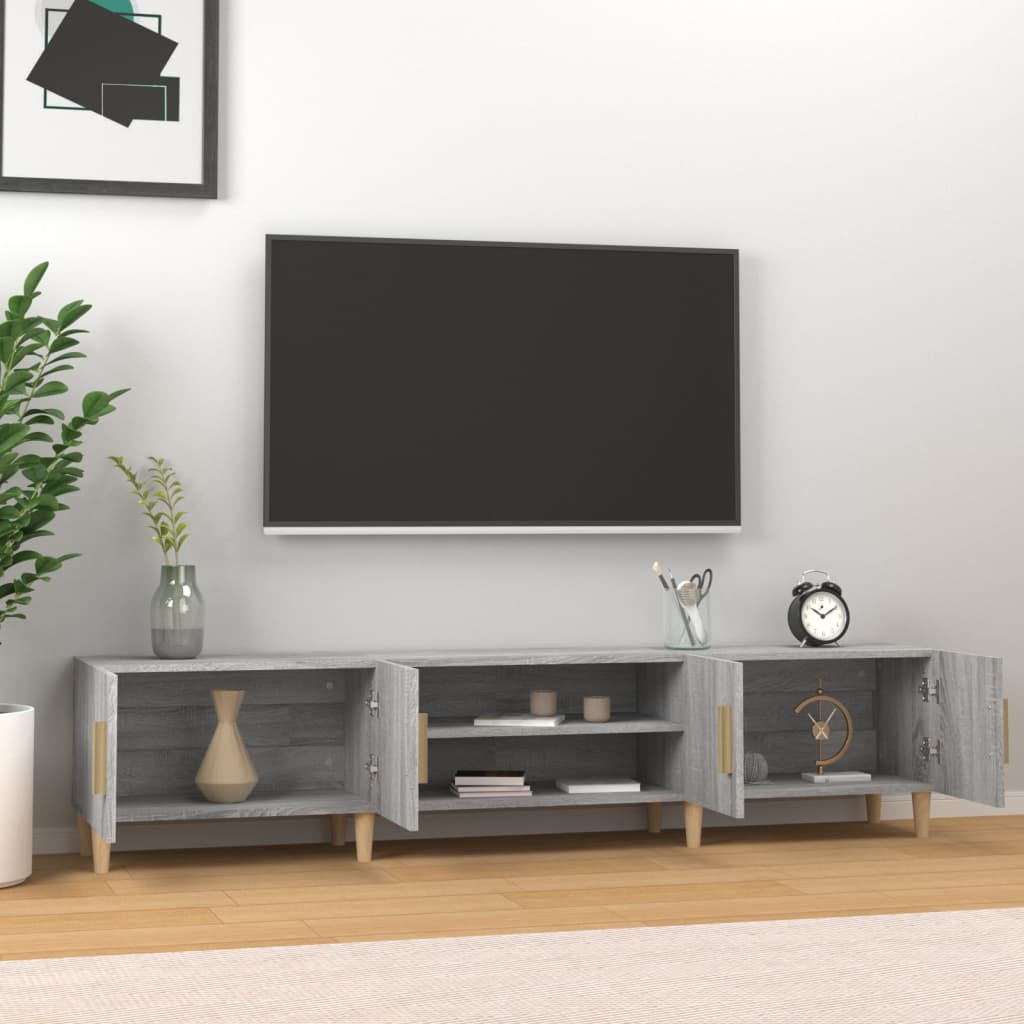 Modern Wooden 70 Inch TV Tele Stand Unit Cabinet With 4 Doors & Open Storage