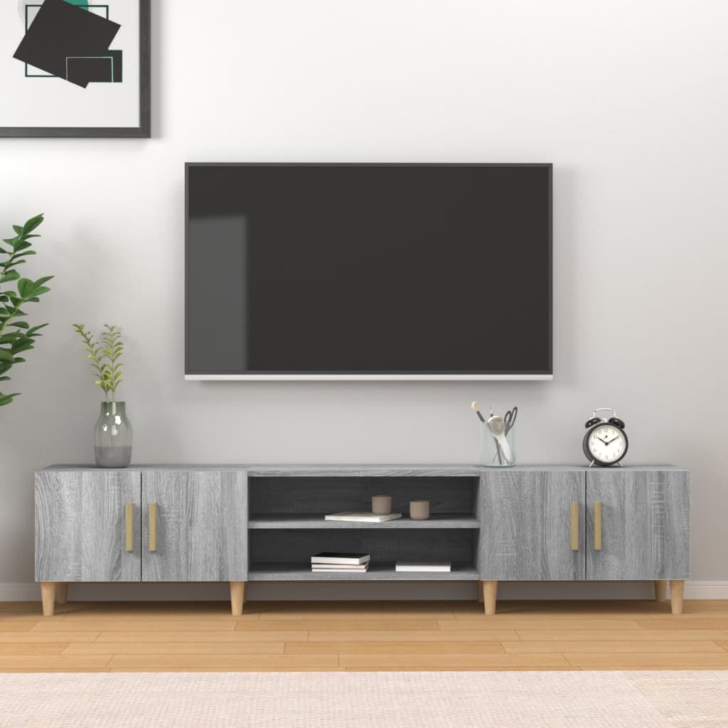 Modern Wooden 70 Inch TV Tele Stand Unit Cabinet With 4 Doors & Open Storage