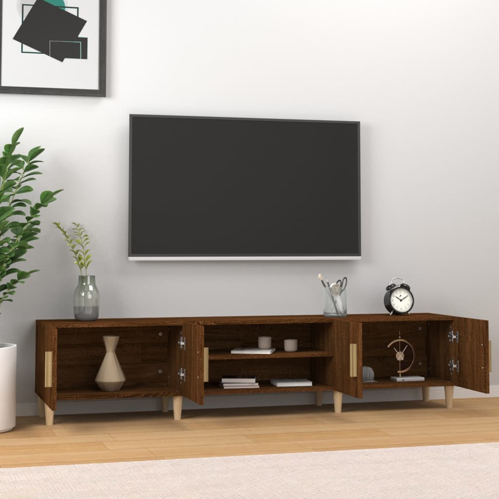 Modern Wooden 70 Inch TV Tele Stand Unit Cabinet With 4 Doors & Open Storage