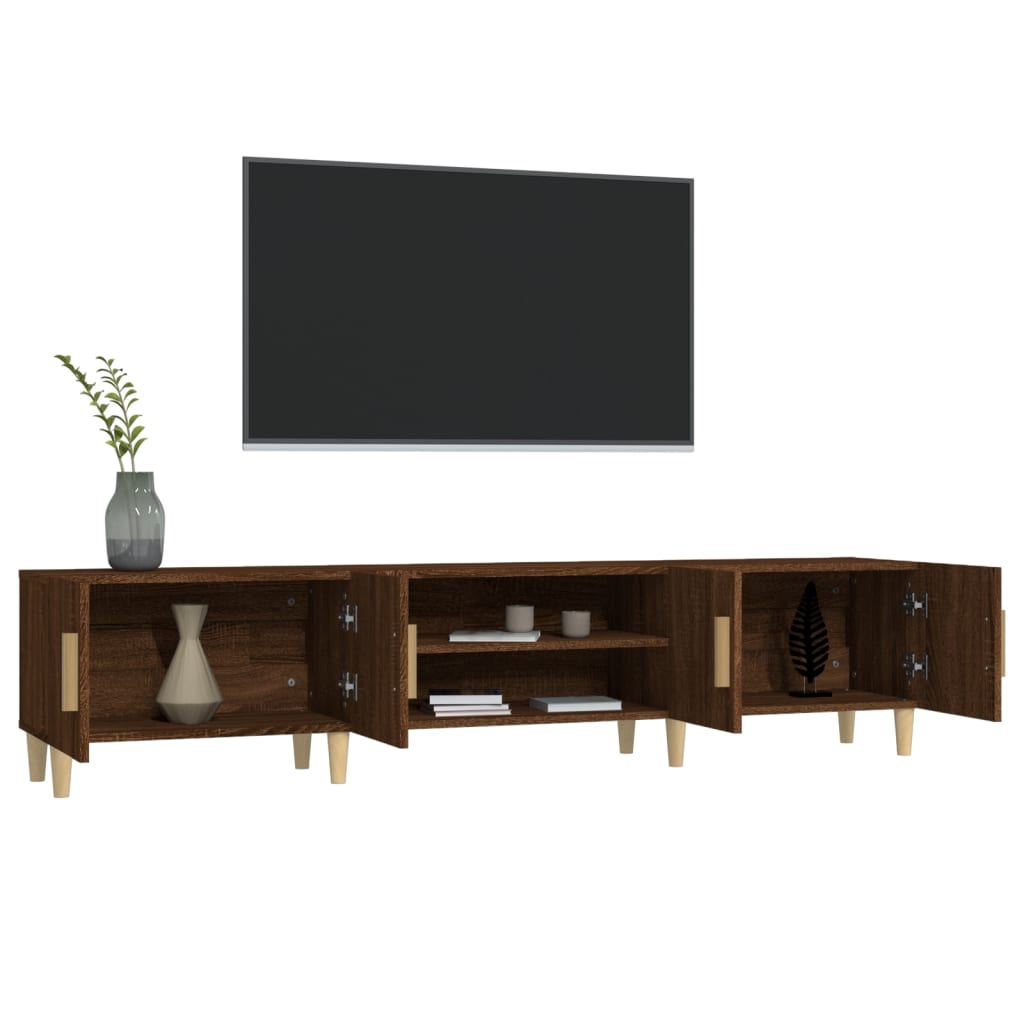 Modern Wooden 70 Inch TV Tele Stand Unit Cabinet With 4 Doors & Open Storage