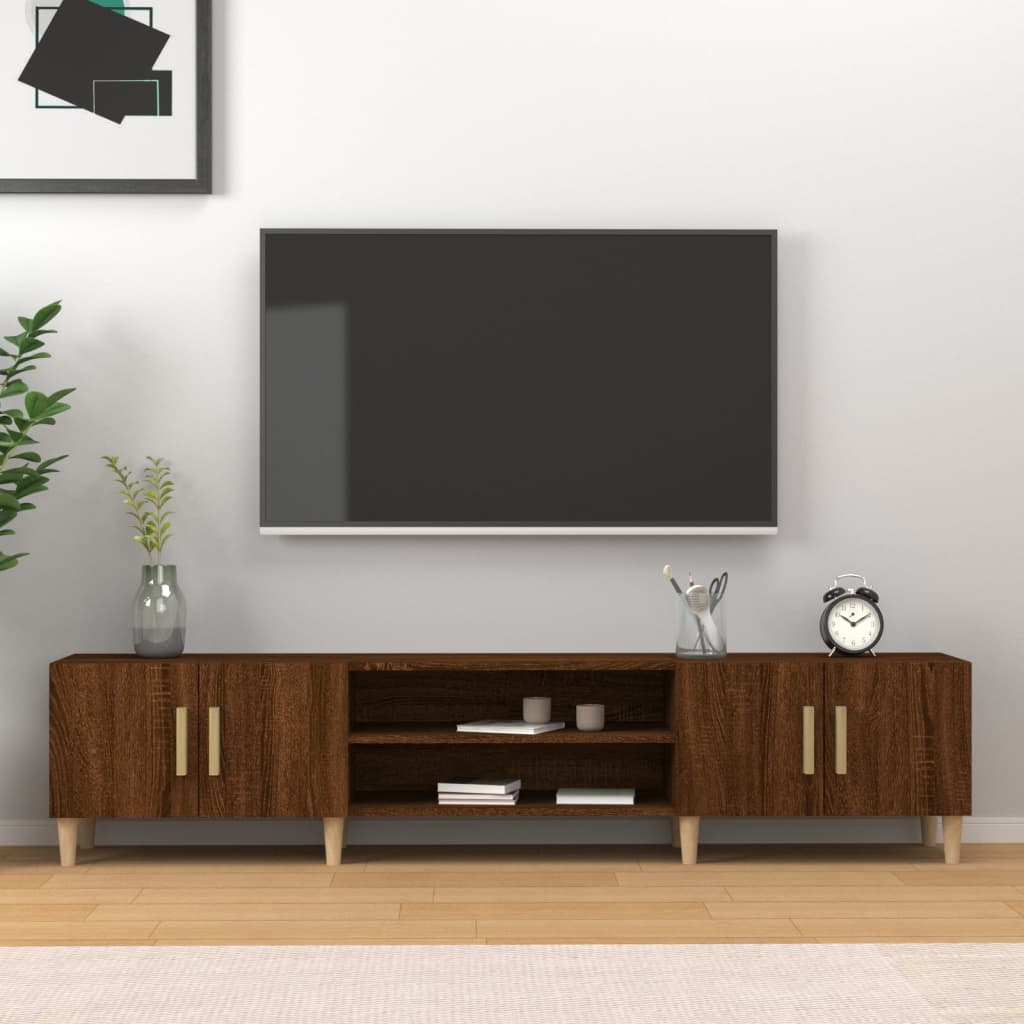 Modern Wooden 70 Inch TV Tele Stand Unit Cabinet With 4 Doors & Open Storage