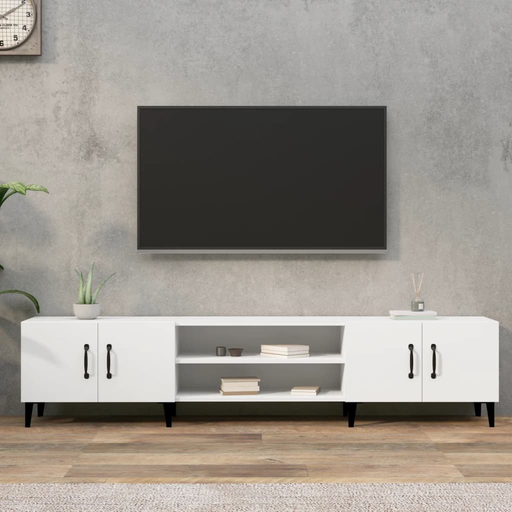 Modern Wooden Low Wide TV Tele Stand Media Unit Storage Cabinet With Doors