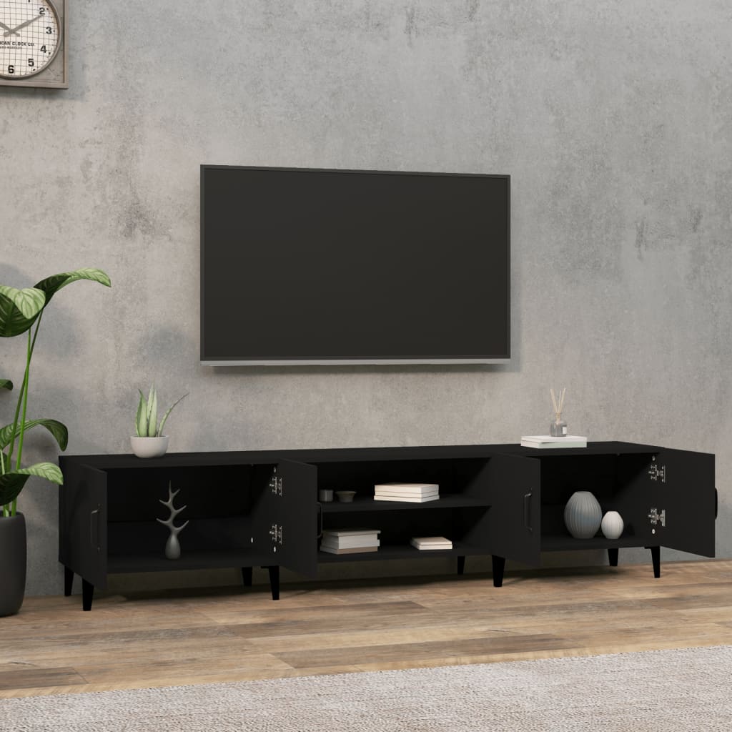 Modern Wooden Low Wide TV Tele Stand Media Unit Storage Cabinet With Doors