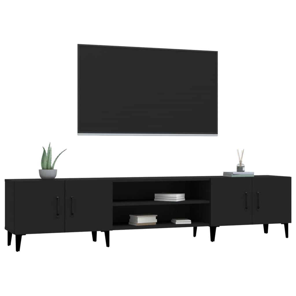 Modern Wooden Low Wide TV Tele Stand Media Unit Storage Cabinet With Doors
