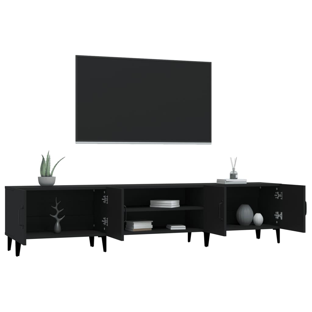 Modern Wooden Low Wide TV Tele Stand Media Unit Storage Cabinet With Doors
