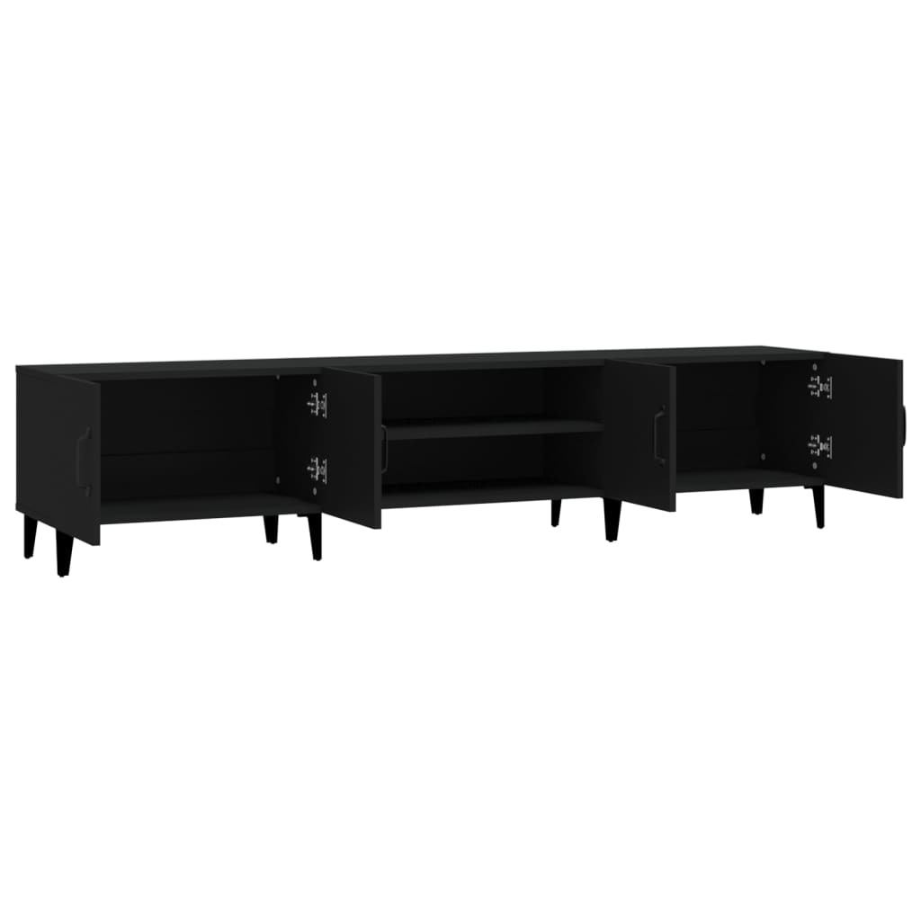 Modern Wooden Low Wide TV Tele Stand Media Unit Storage Cabinet With Doors