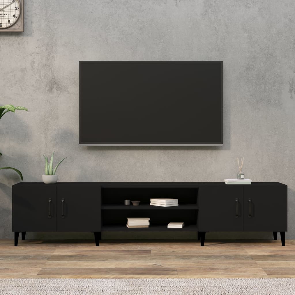 Modern Wooden Low Wide TV Tele Stand Media Unit Storage Cabinet With Doors