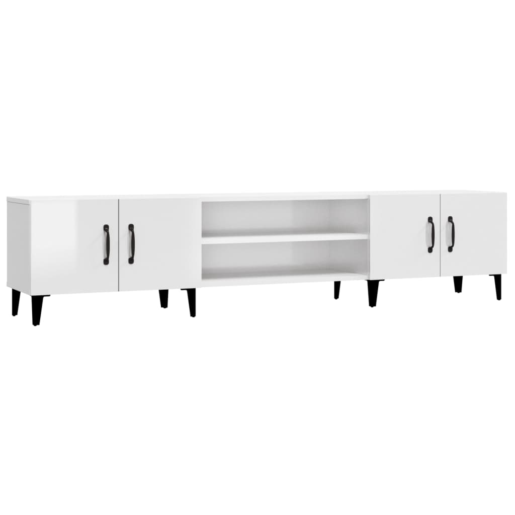 Modern Wooden Low Wide TV Tele Stand Media Unit Storage Cabinet With Doors