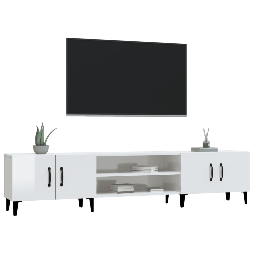 Modern Wooden Low Wide TV Tele Stand Media Unit Storage Cabinet With Doors